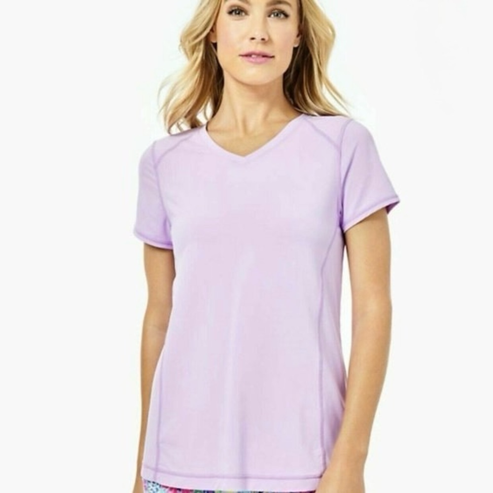 Lilly Pulitzer Luxletic V Neck Performance Tee Lavender Activewear XXS